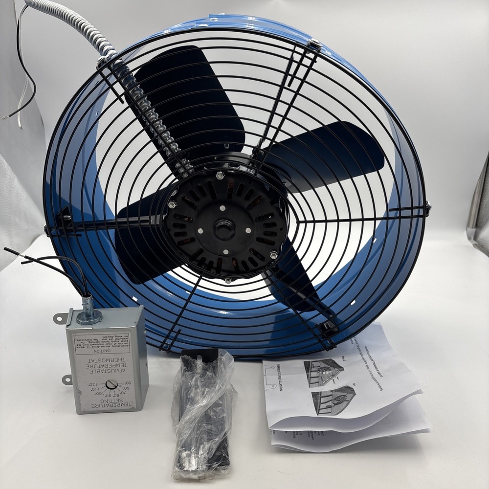 15" Attic Exhaust Fan with Thermostat - 1600CFM Gable with Thermostat READ DESCR